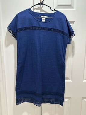 Vineyard Vines Deep Navy Crochet-Trim Shift Dress